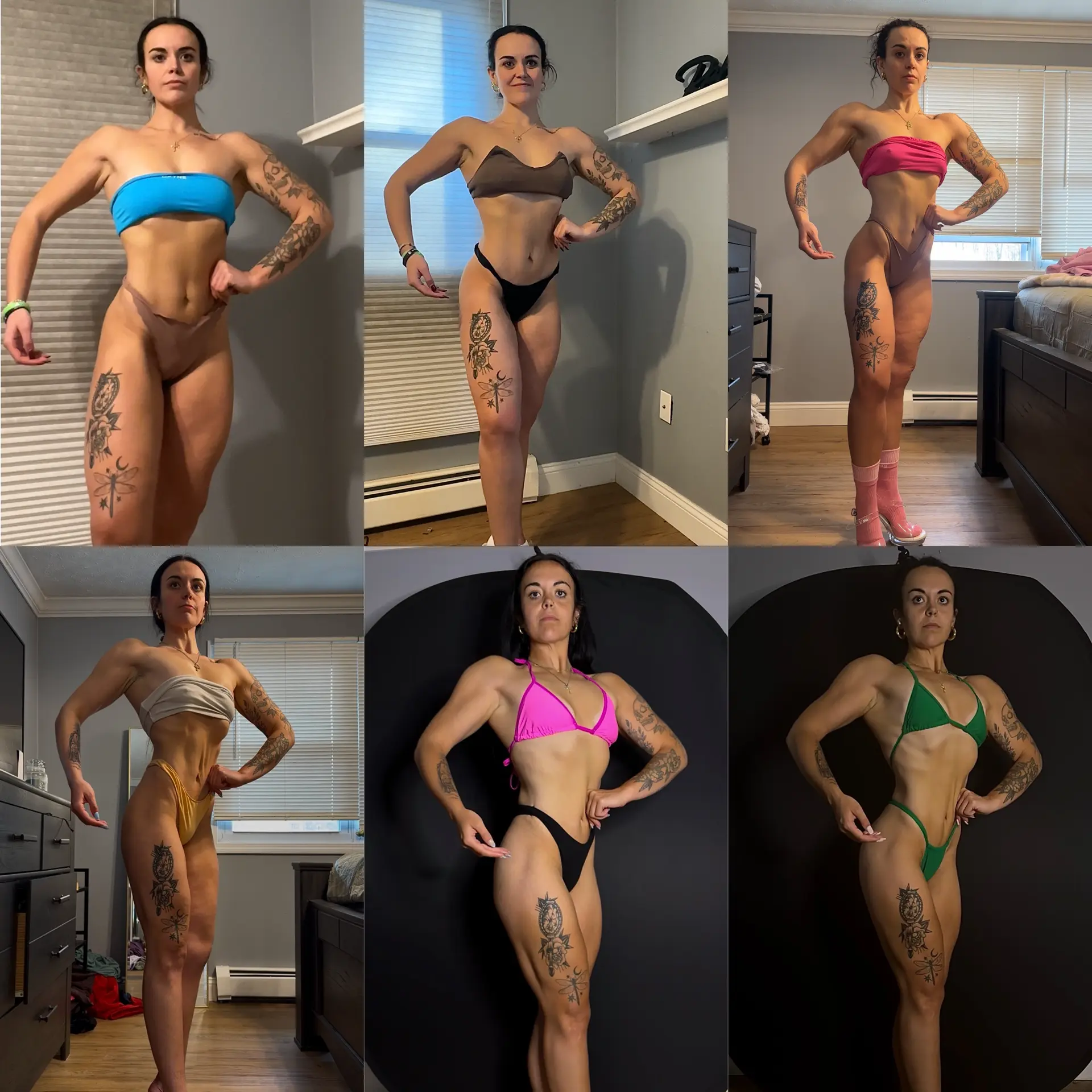 Client posing progress from training to competition