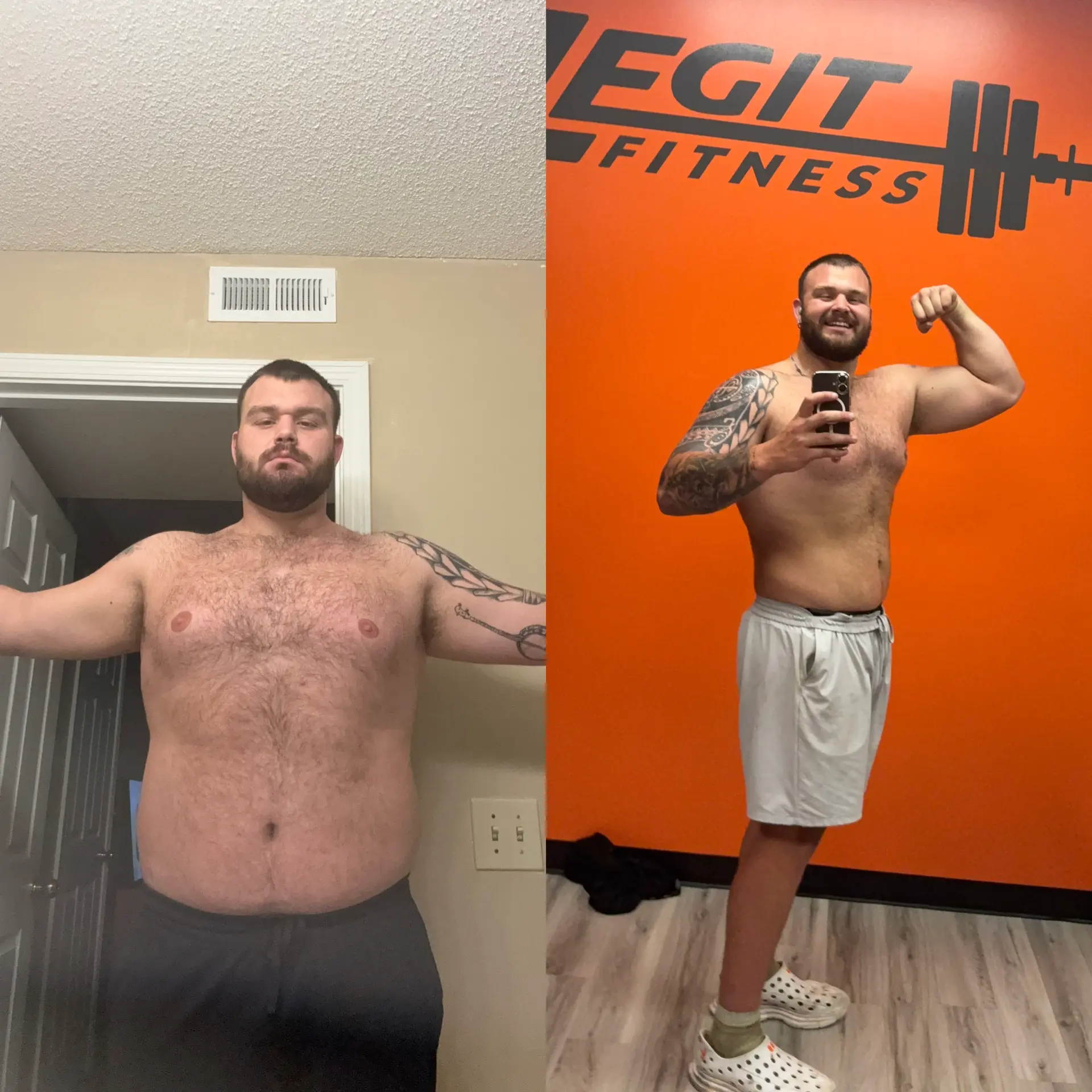 Client before and after strength training progress