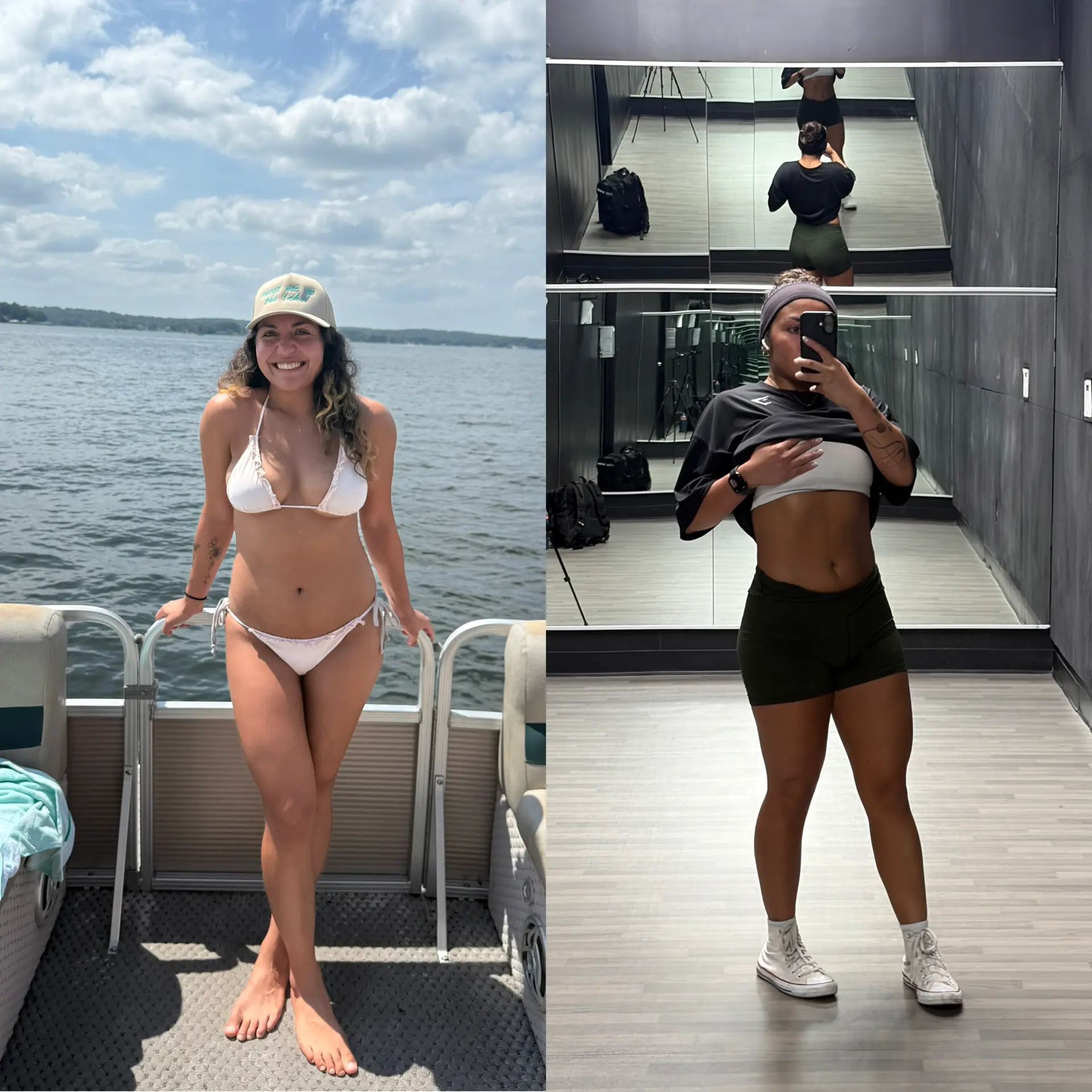 Female client before and after body recomposition results