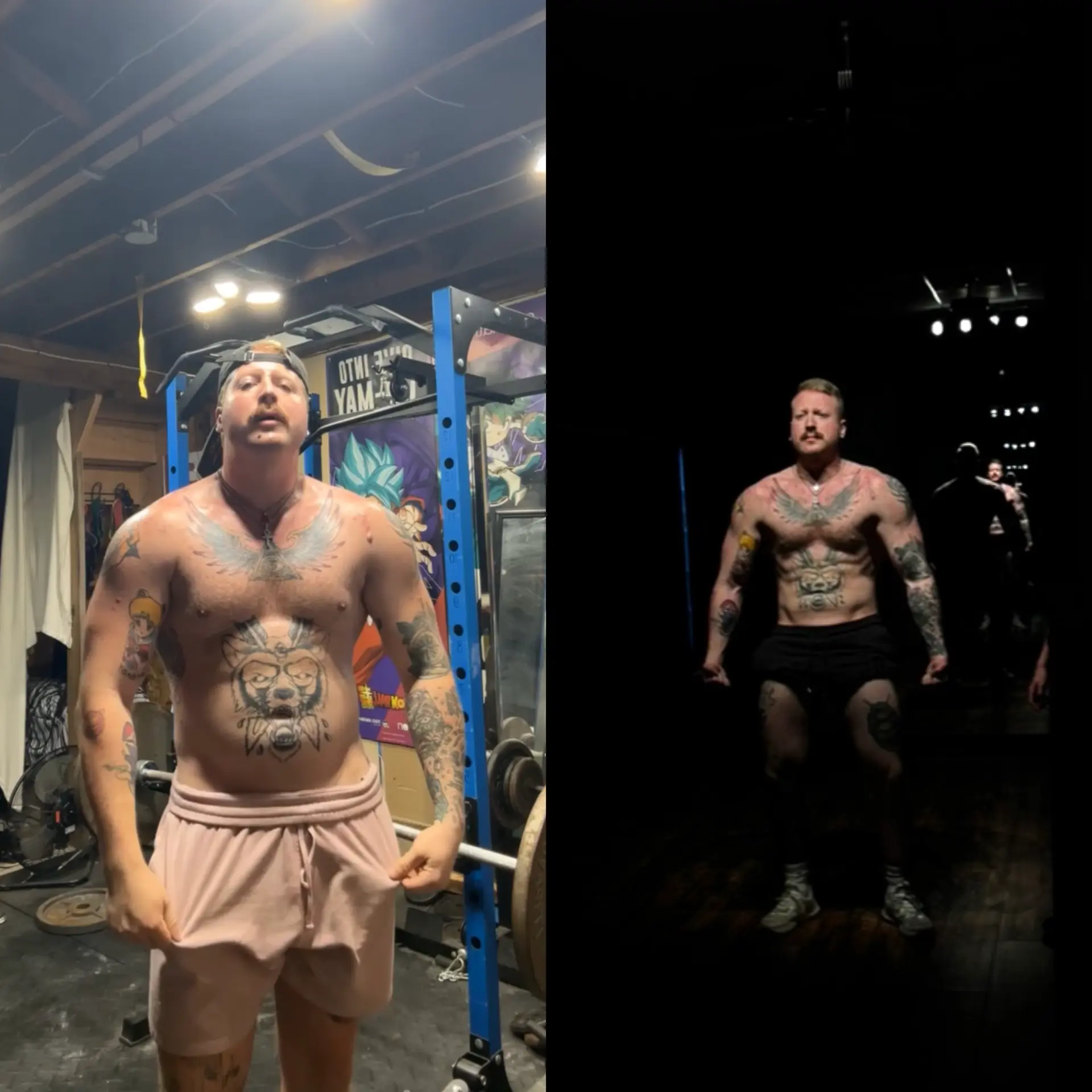 Client transformation from garage gym training to stage-ready condition